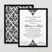 311 EBONY IVORY DAMAST UITNODIGING BRIEFKAART (Voorkant / Achterkant)