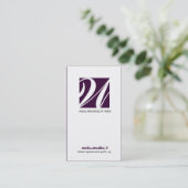 311-EENVOUDIG SQUARE MONOGRAM DEEP PAARS VISITEKAARTJE (Staand voorkant)