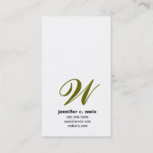 311-EENVOUDIG SQUARE MONOGRAM SAGE GROEN VISITEKAARTJE (Achterkant)