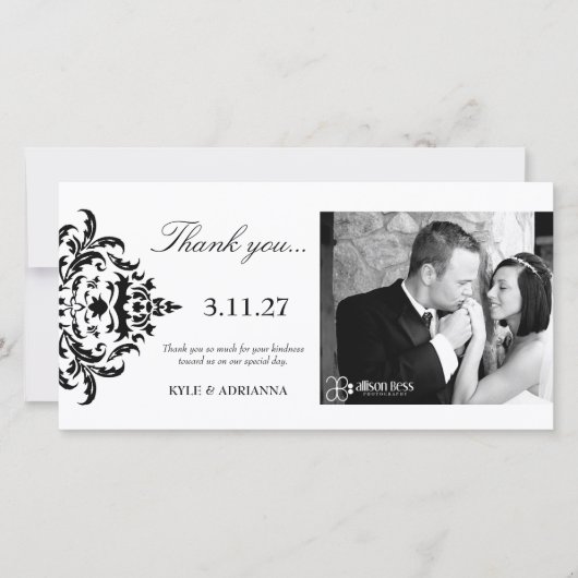 311-Elegant eenvoudig damast bedankt (Voorkant)