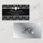 311 Elegant Jewelry Diamonds Silver Black Damask Visitekaartje (Voorkant / Achterkant)