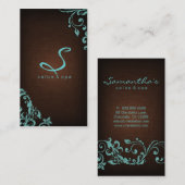 311 Elegant Linen Salon Spa Floral Brown Blue Visitekaartje (Voorkant / Achterkant)