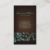 311 Elegant Linen Salon Spa Floral Brown Blue Visitekaartje (Achterkant)