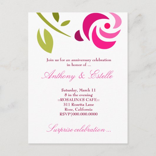 311-ELEGANTE ROZE ROOS UITNODIGING (Voorkant)