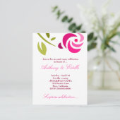 311-ELEGANTE ROZE ROOS UITNODIGING (Staand voorkant)