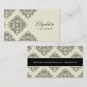 311-Elizabeth Cream et Blanc - Schets Damask Visitekaartje (Voorkant / Achterkant)
