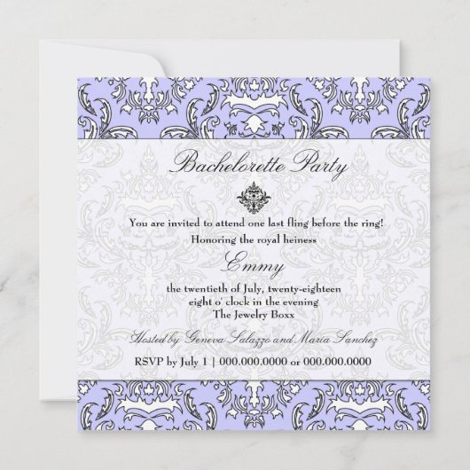 311-Emmy Perry Winkle Damask Invitation Kaart (Achterkant)