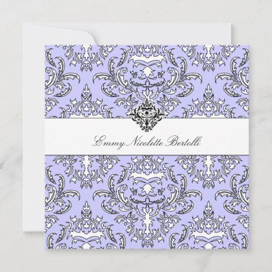 311-Emmy Perry Winkle Damask Invitation Kaart (Voorkant)