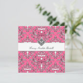 311-Emmy roze delish Damask Invitation Kaart (Staand voorkant)
