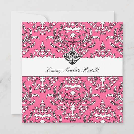 311-Emmy roze delish Damask Invitation Kaart (Voorkant)
