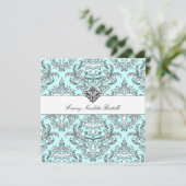 311-Emmy Sky Damask Invitation Kaart (Staand voorkant)