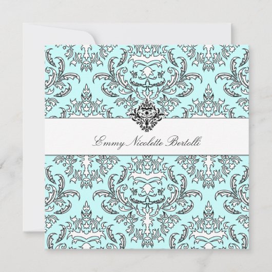 311-Emmy Sky Damask Invitation Kaart (Voorkant)