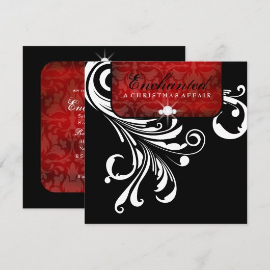 311-Enchanted Red Swanky Swirls Metallic Paper Kaart (Voorkant / Achterkant)