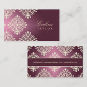 311-Evelina Cream et Maroon Damask Visitekaartje (Voorkant / Achterkant)