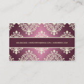 311-Evelina Cream et Maroon Damask Visitekaartje (Achterkant)