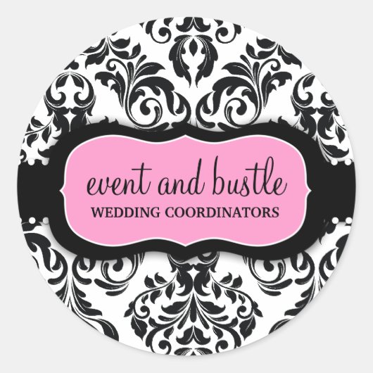 311 Event & Bustle White Damask Ronde Sticker (Voorkant)