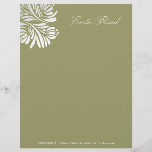 311-Exotische Floral | Moss Green Briefhoofd (Voorkant)