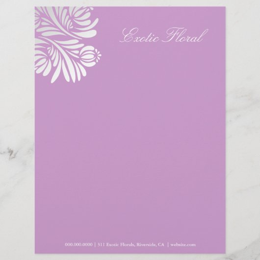 311-Exotische Floral | Paars Briefhoofd Sjabloon (Voorkant)