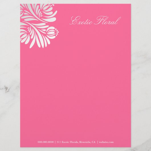 311-Exotische Floral | Roos Roze Briefhoofd (Voorkant)