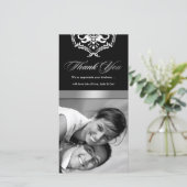 311-Exquisite Damask Dank u Silver Bedankkaart (Staand voorkant)