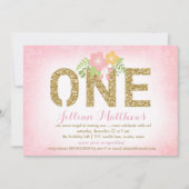 311 Faux Gold Glitter Een eerste verjaardag Kaart (Voorkant)