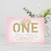 311 Faux Gold Glitter Een eerste verjaardag Kaart (Staand voorkant)