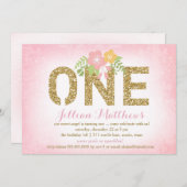 311 Faux Gold Glitter Een eerste verjaardag Kaart (Voorkant / Achterkant)