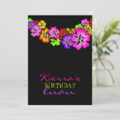 311 Flower Shower Lei Invitation Black Kaart (Staand voorkant)