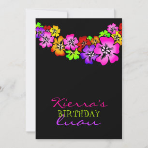 311 Flower Shower Lei Invitation Black Kaart