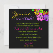 311 Flower Shower Lei Invitation Black Kaart (Achterkant)