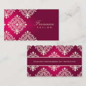 311-Francesca Hot Pink et Maroon Damask Visitekaartje (Voorkant / Achterkant)