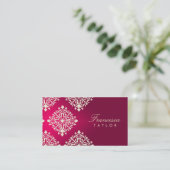 311-Francesca Hot Pink et Maroon Damask Visitekaartje (Staand voorkant)