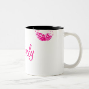 311 Funny Faux lipstick-opdruk Tweekleurige Koffiemok