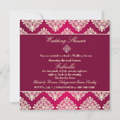 311 Gabriella Hot Pink & MaroonDamask uitnodiging (Achterkant)