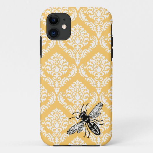 311 Geel Damask Bee Hornet iPhone Hoesje (Achterkant)