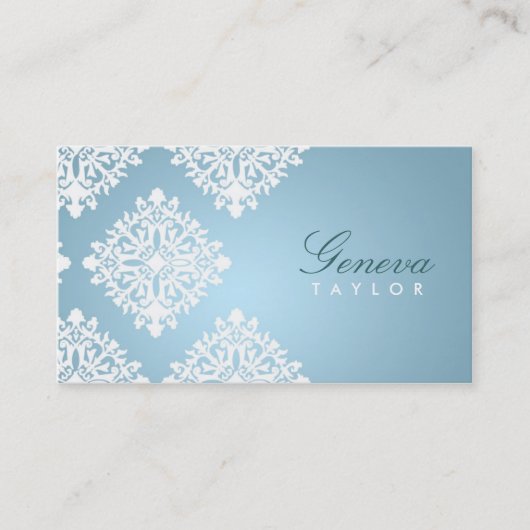 311-Geneve Iced Blue Damask Visitekaartje (Voorkant)