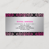 311-gestroomlijnde "Button" hot-roze yodermie Dama Visitekaartje (Achterkant)