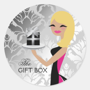311 Gift Box Cutie Wavy Blondine Damask Ronde Sticker