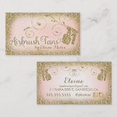 311 Glam Airborstel Tan Gold Glitter Pink Visitekaartje (Voorkant / Achterkant)