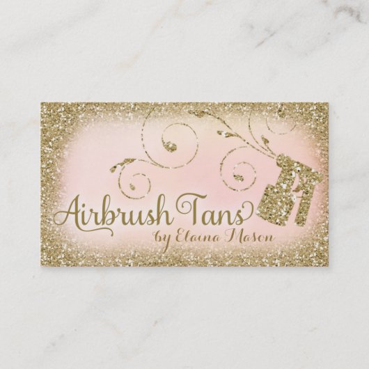 311 Glam Airborstel Tan Gold Glitter Pink Visitekaartje (Voorkant)