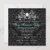 311 Glam Aqua Limoen Damask Diamonds Kaart (Achterkant)