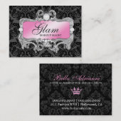 311 Glam Crazy Pink Black Damask Visitekaartje (Voorkant / Achterkant)