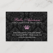 311 Glam Crazy Pink Black Damask Visitekaartje (Achterkant)