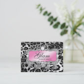 311 Glam Crazy Pink Black Leopard Visitekaartje (Staand voorkant)