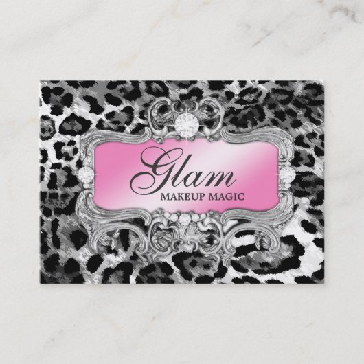 311 Glam Crazy Pink Black Leopard Visitekaartje (Voorkant)