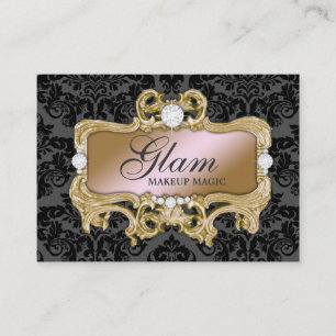 311 Glam Crazy Pink Gold Damask Visitekaartje
