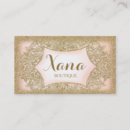 311  Glam Gold Glitter Pink Visitekaartje (Voorkant)