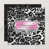 311 Glam Pink Grey Leopard Diamonds Kaart (Voorkant / Achterkant)