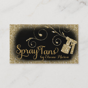 311  Glam Spray Tan Gold Glitter Black Visitekaartje