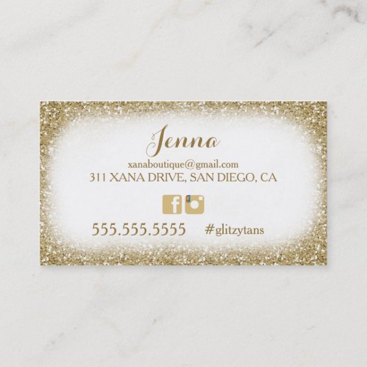 311 Glam White Spray Tan Girl Glitter Visitekaartje (Achterkant)